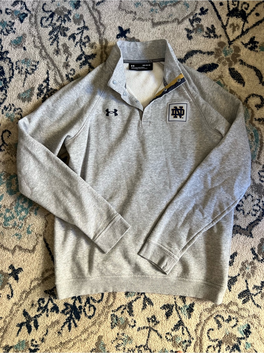 Under Armour Men’s Light Gray Notre Dame Zip-Style Pullover